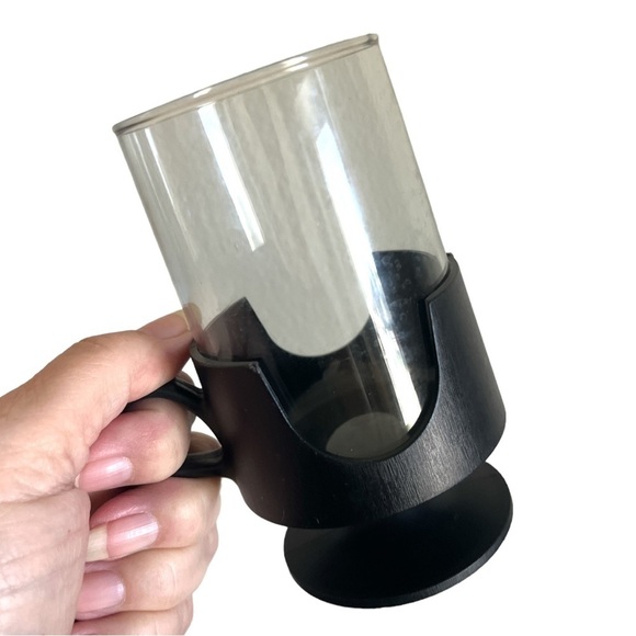 Vintage Compatible Corning Glas-Snap Plastic Handled Glasses Lot of 4 Coffee - Picture 3 of 9
